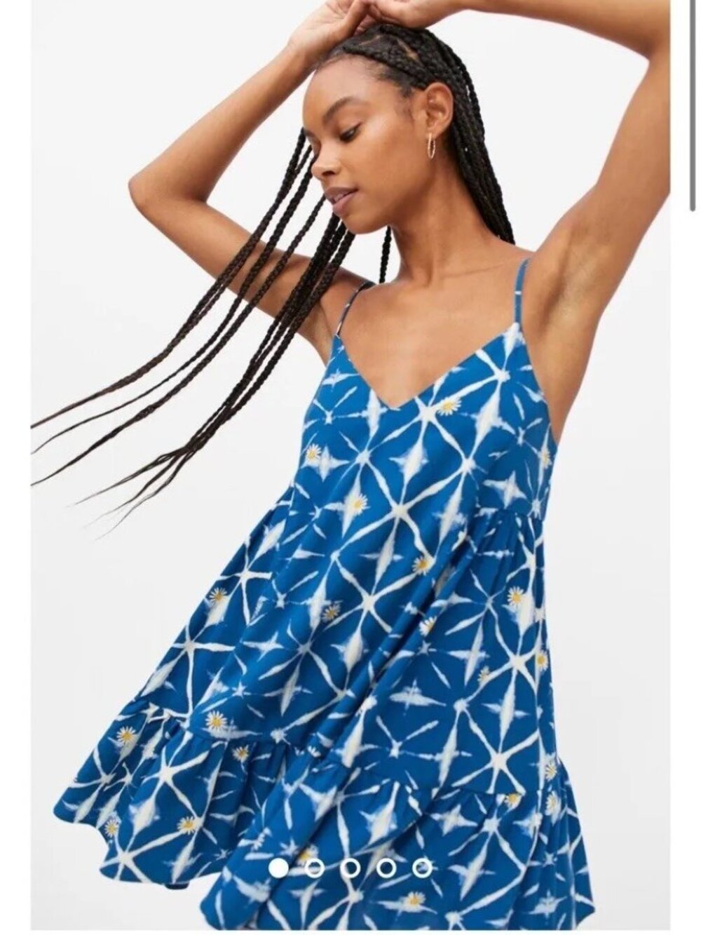 Urban Outfitters Blue Daisy Print Viscose Mini Dress Size MEDIUM Sleeveless *NWT